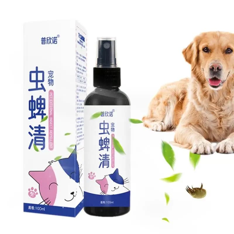 Spray Antipulci per Animali Domestici, Repellente e Prevenzionale per Zecche, 100ml, Sicuro per Casa e Animali, Rimozione Pulci per Cani e Gatti