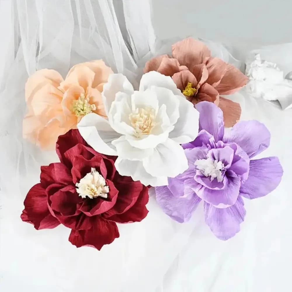 5 pz 25cm carta crespa fiore Festival Decor multiuso rughe fiore di carta leggero stereoscopico fatto a mano fiori fai da te