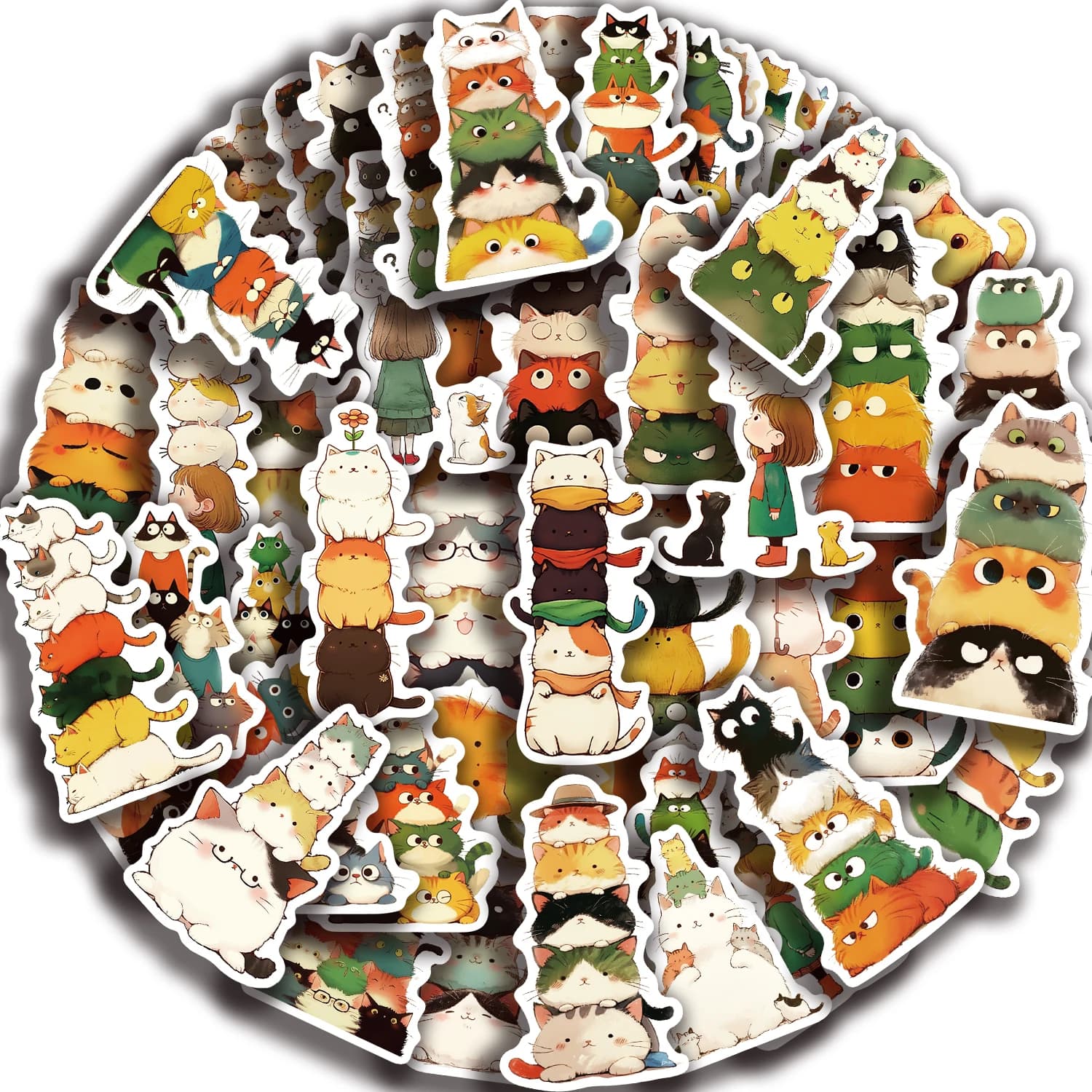 50pcs Kawaii Love Cat PVC Sticker estetico decorazione coreana per bambini Scrapbooking cancelleria materiale scolastico per bambini