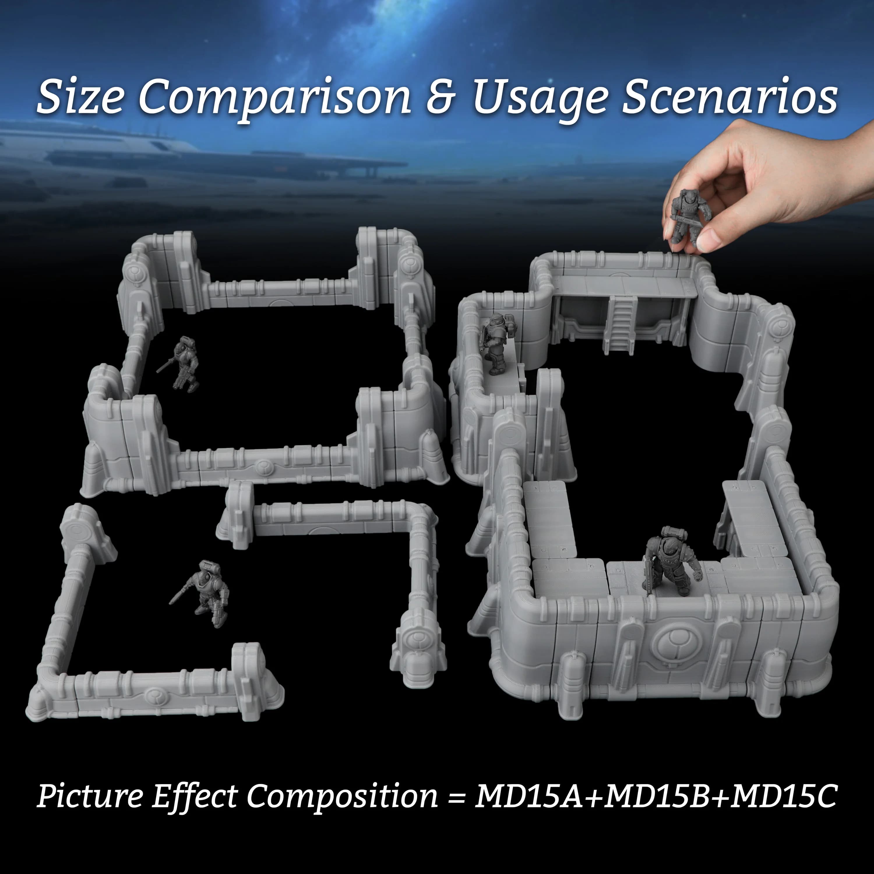 Sci-Fi Modular Fortress Defense Walls Miniature Terrain - TTRPG Set for Sci-Fi & Fantasy Battles, Tabletop RPG Board Scenes
