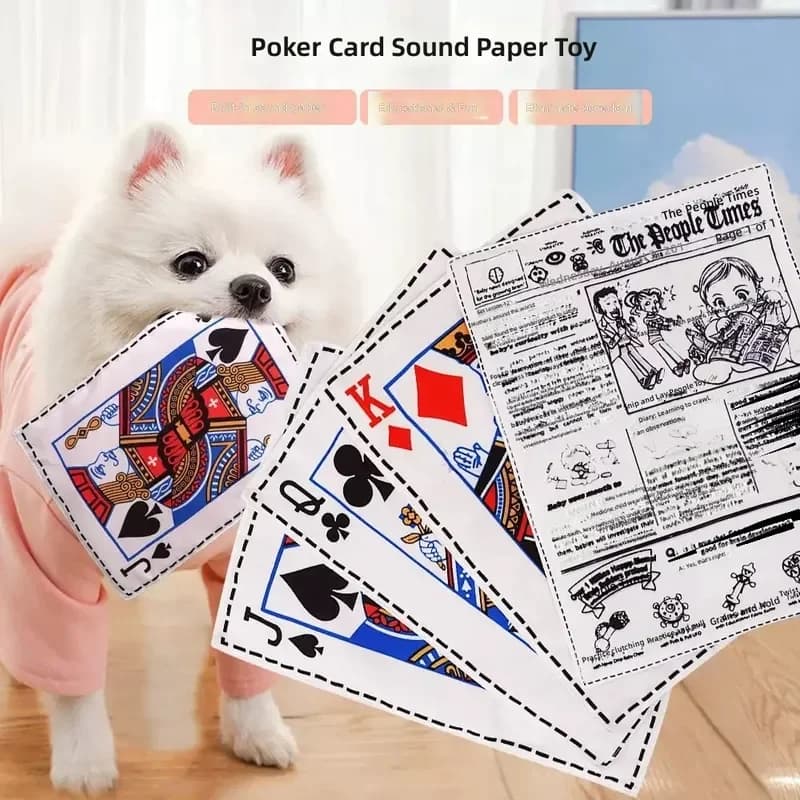 2026 Source Factory Wholesale Simulation Newspaper Playing Cards Pet Gnawing Sound Paper Toys for Cat and Dog