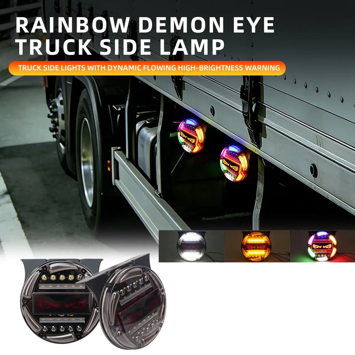 1/2/4 Pezzi Luce Fendinebbia per Camion a Occhio di Diavolo 12V, Luce di Avvertimento Colorata a LED, Luce di Guida e Freno 24V, Luce Lampeggiante Anti-collisione Posteriore per Camion
