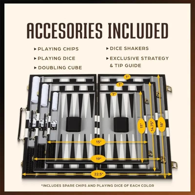 Set tappetini da gioco backgammon multiuso arrotolabili in pelle PU con contatori in plastica, ideali per l'intrattenimento e