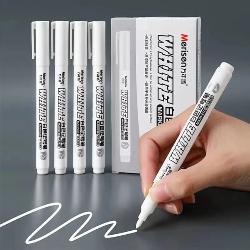 1/2/3/4/5/6 Pezzi Pennarelli Metallici Impermeabili per Lavaggio, Pittura Artistica, Graffiti, Tessuti, Legno, Pelle - Pennarello a Vernice Bianca Permanente da 1MM