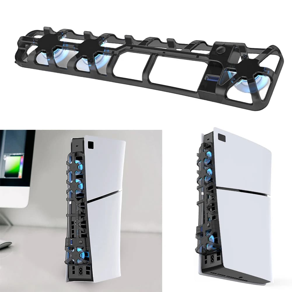 Ventola di raffreddamento con luce LED e 3 ventole Sistema di raffreddamento efficiente Accessori di gioco di raffreddamento da 1100 giri/min per console PS5 Slim