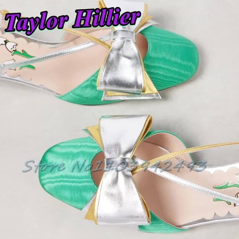 Sandali con tacco con nodo a farfalla Tacchi con cinturino alla caviglia Scarpe da donna firmate di lusso Sandali estivi di colore misto De Mujer Scarpe con punta quadrata