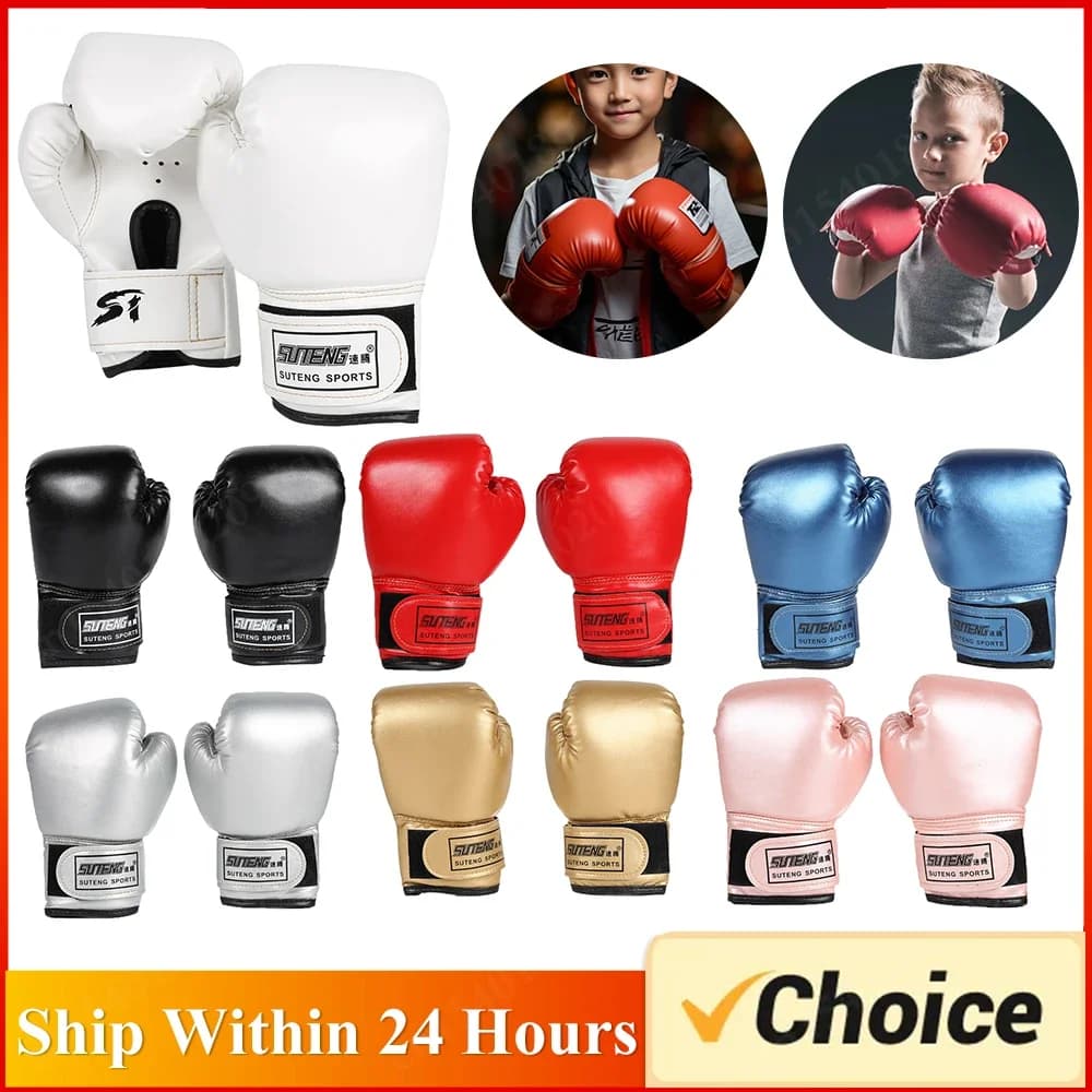 Children's Boxing Gloves Punch Training Sparring Kickboxing Fighting Fitness Mitts Hitting Hand Protection for Kids 3-12Y