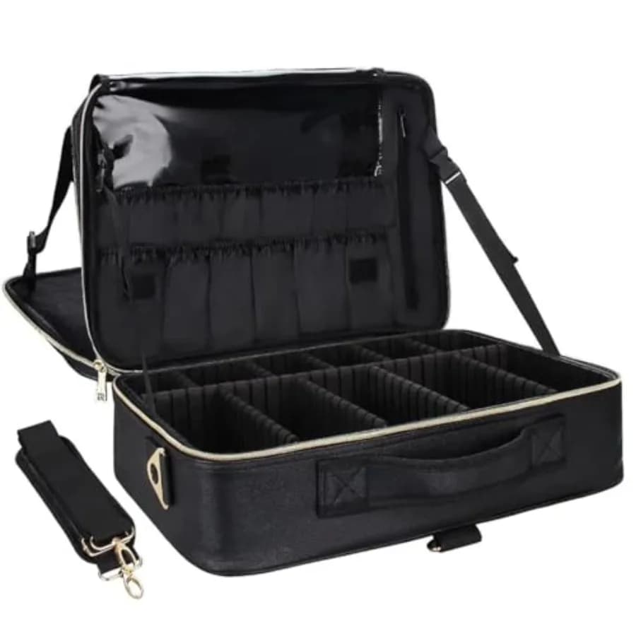 Valigetta per Trucco Professionale da 16,5 Pollici, Organizer da Viaggio per Cosmetici, Porta Pennelli Impermeabile, Contenitore per Truccatori