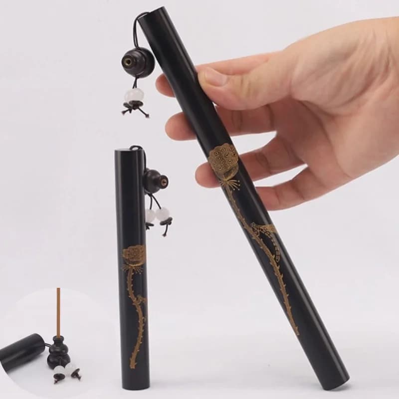 Tubo di incenso in legno con strumento per inserto di incenso a forma di zucca Barile di incenso portatile Bastoncini Joss Accessori per aromaterapia