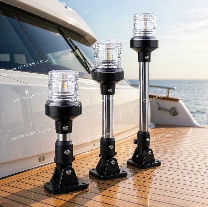 6/9/12 Inch Marine LED All-Round White Anchor Light for Yacht Boat Stern, Waterproof Deck Mount Navigation Anchor & Mooring Lamp