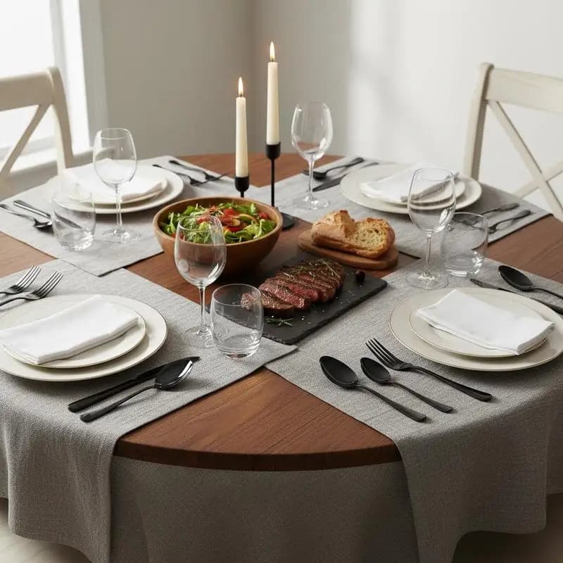 Set di posate nere da 48 pezzi per cucina, casa, ristorante, coltelli da bistecca, servizio di posate con finitura a specchio per 8 persone, lavabili in lavastoviglie, posate in metallo di dimensioni standard per adulti