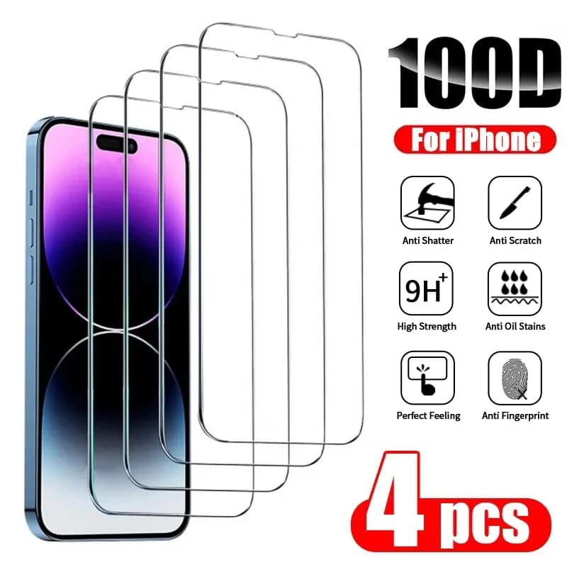 4 pezzi di vetro temperato a copertura totale per iPhone 15 14 13 12 11 Pro Max protezione schermo per IPhone 7 8 15 Plus SE X XS XR 14Pro vetro