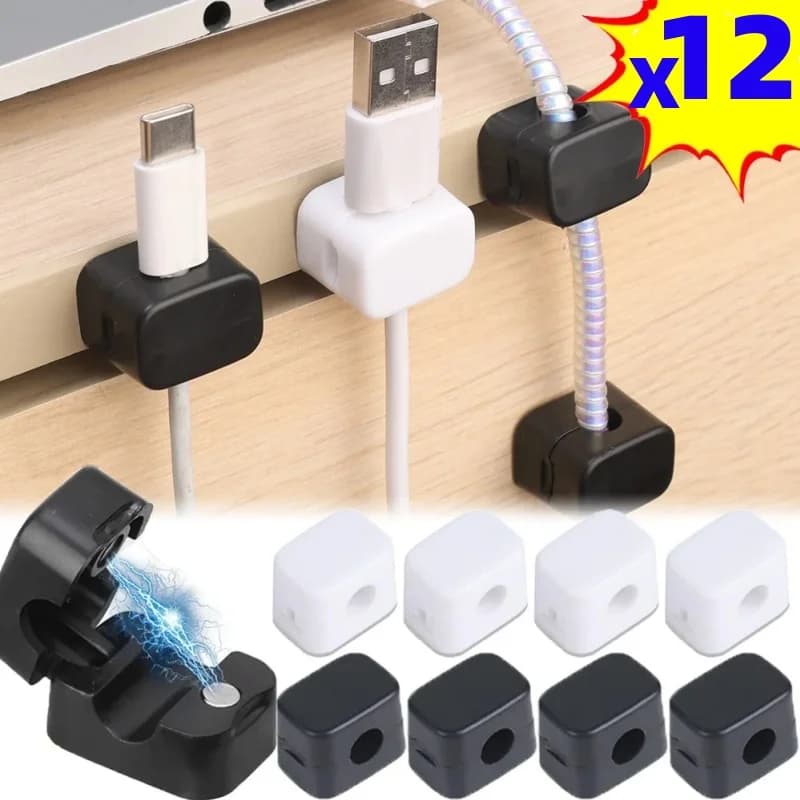 1/6/12pcs Clip per cavi magnetici Supporto per cavi autoadesivo Gestione dei cavi Avvolgitore Protezione Supporto per cavo di ricarica USB ordinato da tavolo