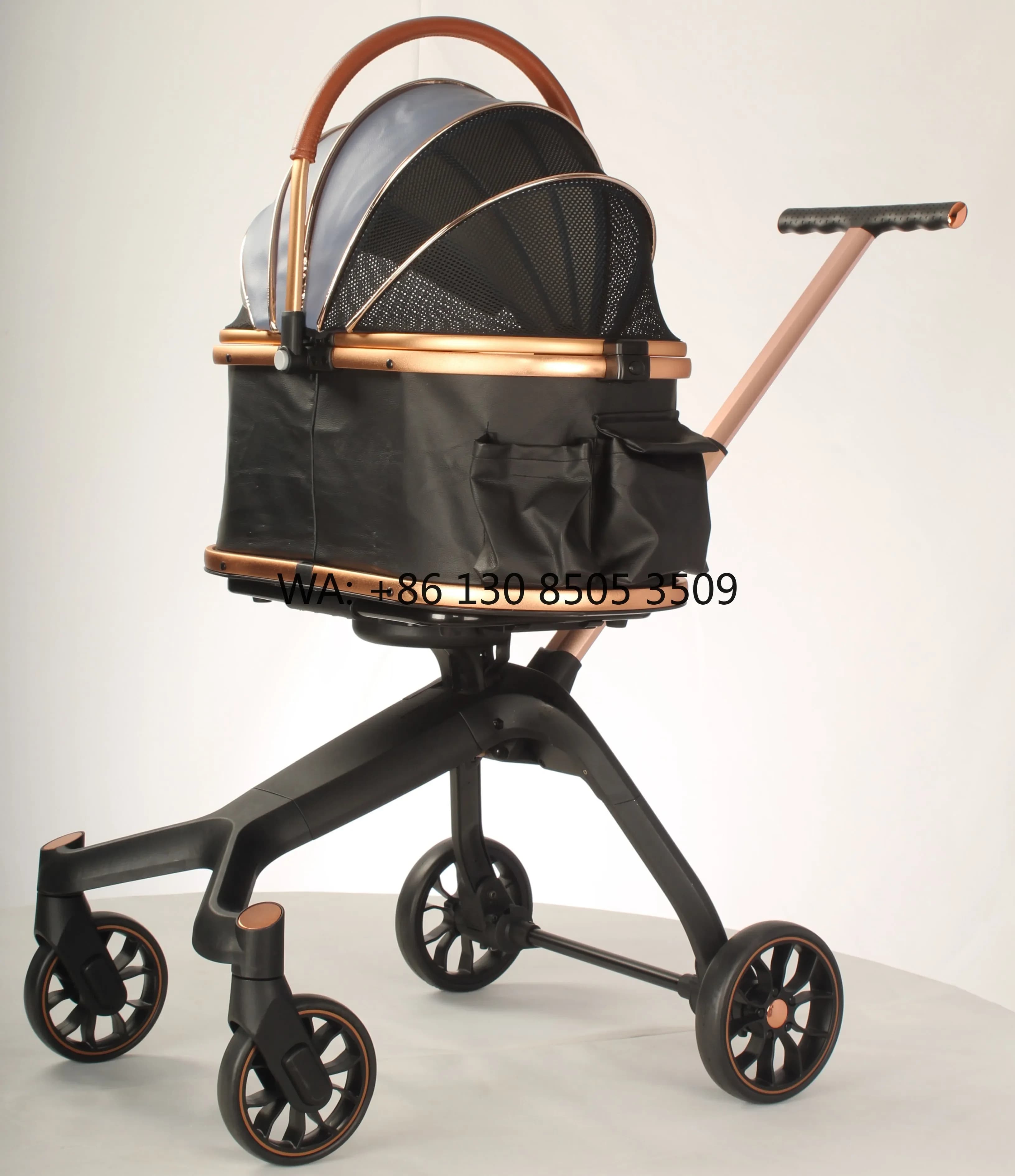 Hot Sale Luxury Foldable Pet Stroller Carrier Dogs Cats Out Door Travel Trolley Detachable Stroller Small Dogs Cats