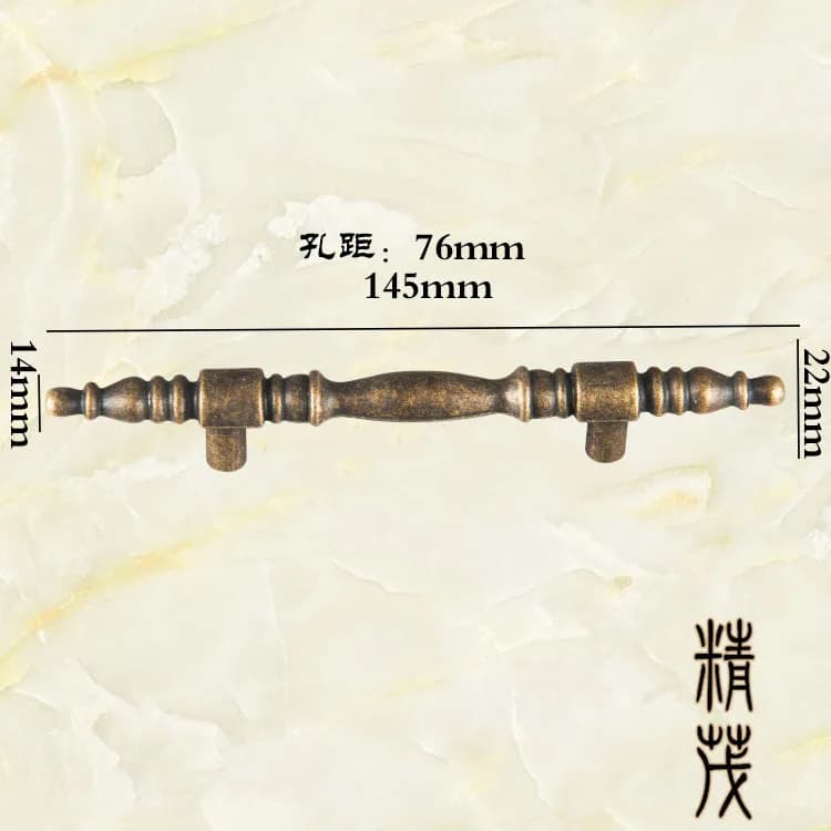 Jingmao-395 maniglia in lega di zinco con striscia antica, cassetto, armadio, armadio, distanza del foro della maniglia a striscia lunga 76 mm
