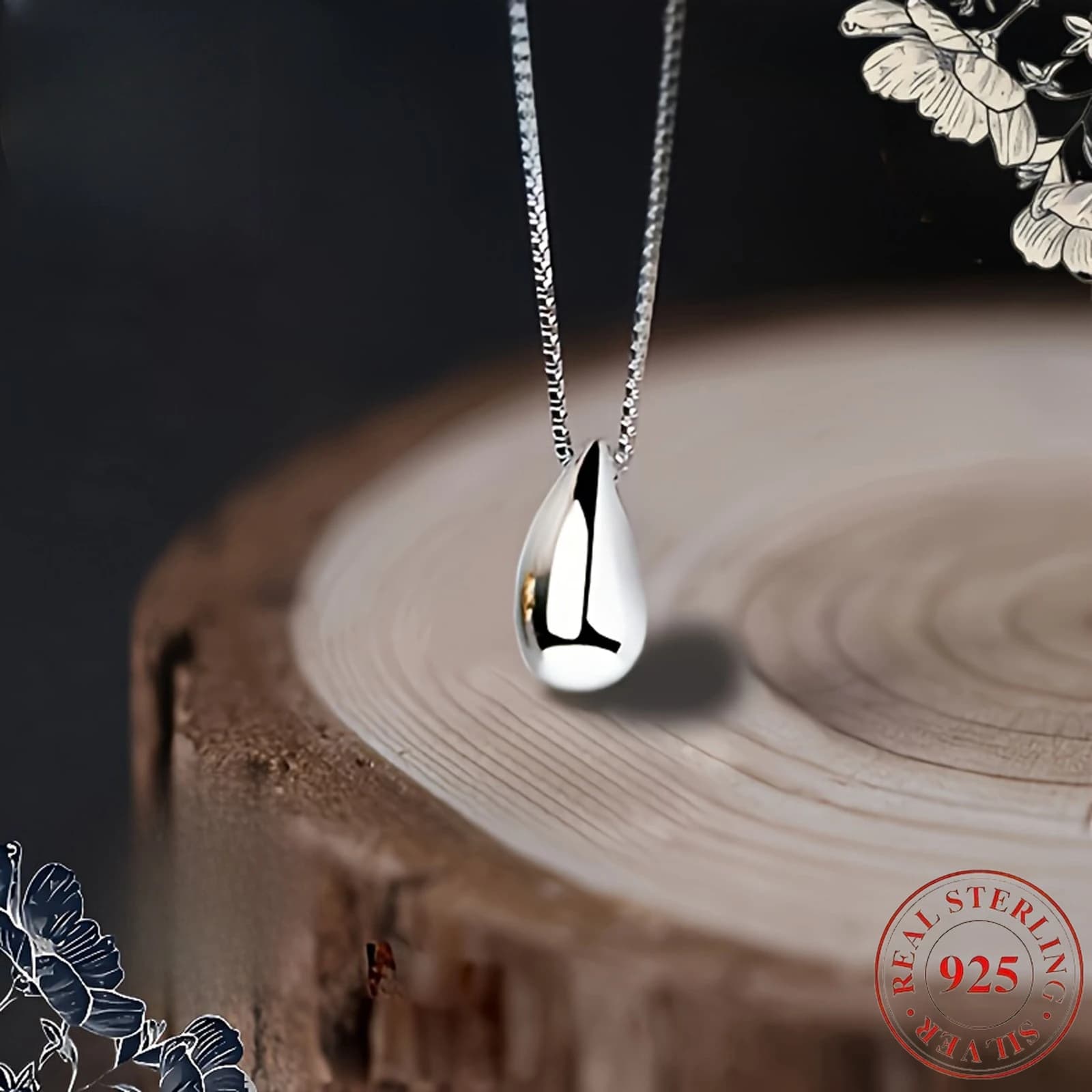 925 sterling silver teardrop women's necklace, suitable for daily wear and party occasions, an ideal gift choice for Christmas and Valentine's Day