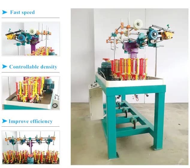 Qipang Weaving Loom 90 Series Automatic High Speed Elastic Cord 16 Spindles Round Rope Shoe Laces Braiding Machine for Sale