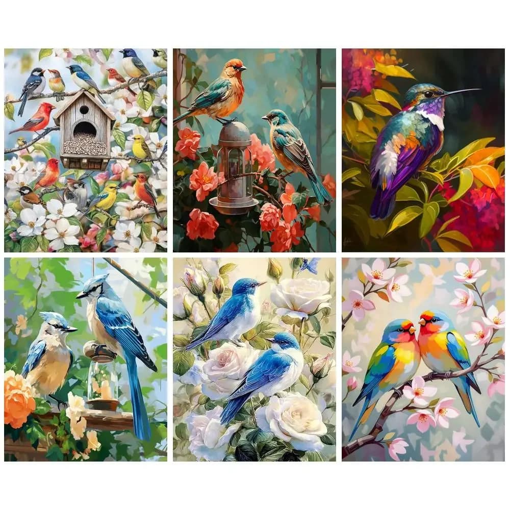 DIY Coloring By Numbers Bird Digital Oil Painting Animal Puppy Paint By Number Kits Picture Artcraft On Canvas Handpainted Gift