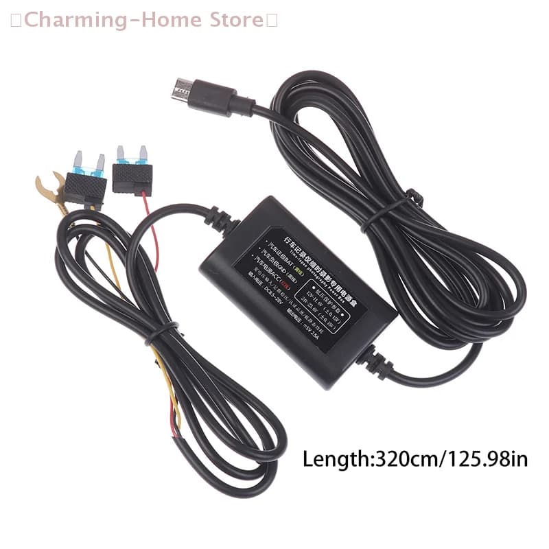aM a Dashcam DVR camera hard cable for parking monitoring from 12-24 V to 5 V 2.5 A with low voltage protection USB type C port