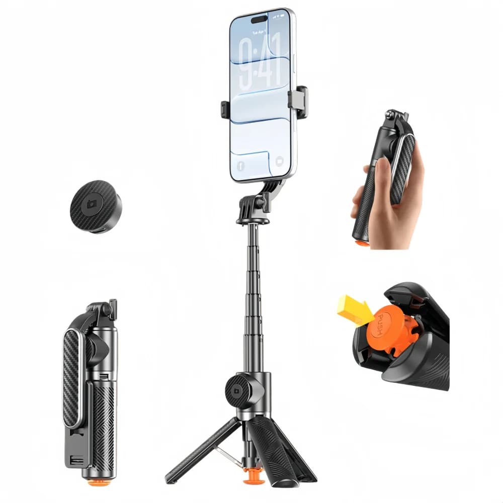 Nuovo selfie stick Bluetooth, mini treppiede pieghevole con telecomando wireless, supporto per telefono retrattile per selfie, live streaming e altro ancora