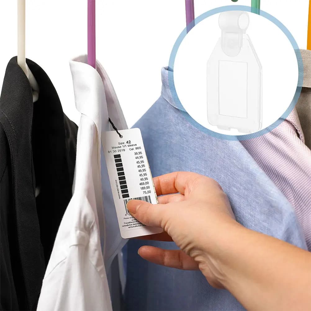 50 Pezzi Portaetichette in Plastica Semi-Trasparente, Etichette Trasparenti per Scaffali, Clip per Appendere Etichette su Cestini in Filo Metallico, Organizzatore per Prezzi