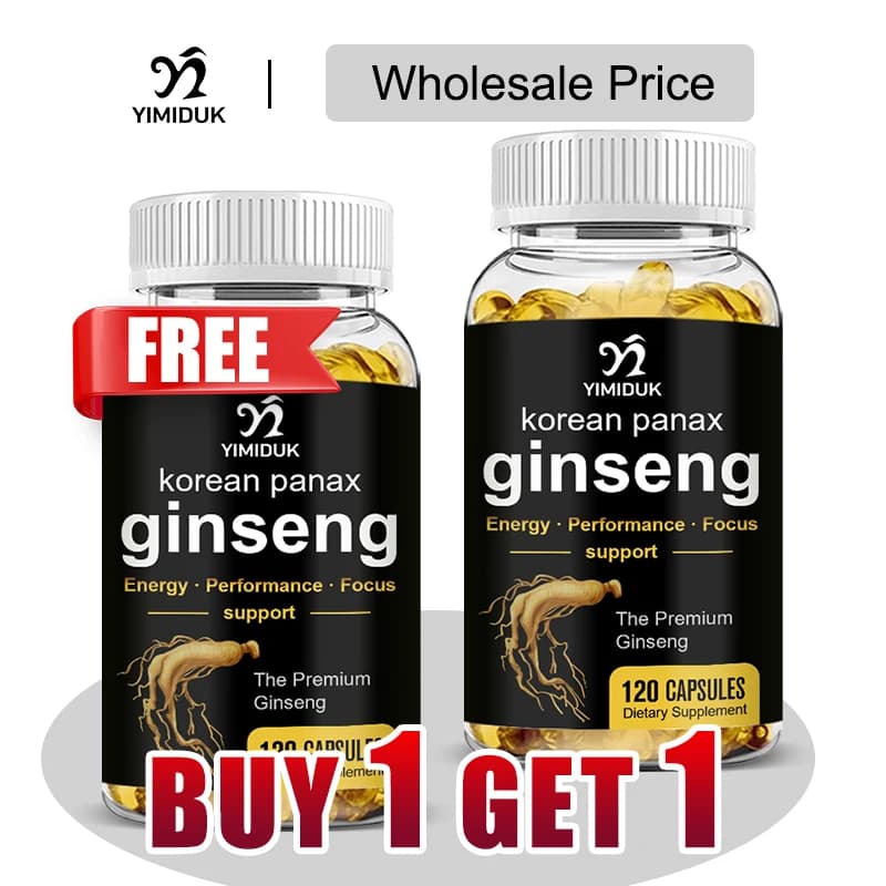 Acquista 1 ricevi 1 gratis! Puro suplemento coreano Panax Ginseng, con vitamina B12, per l'energia e il sollievo dallo stress, adattiogeno, messa a fuoco e affaticamento