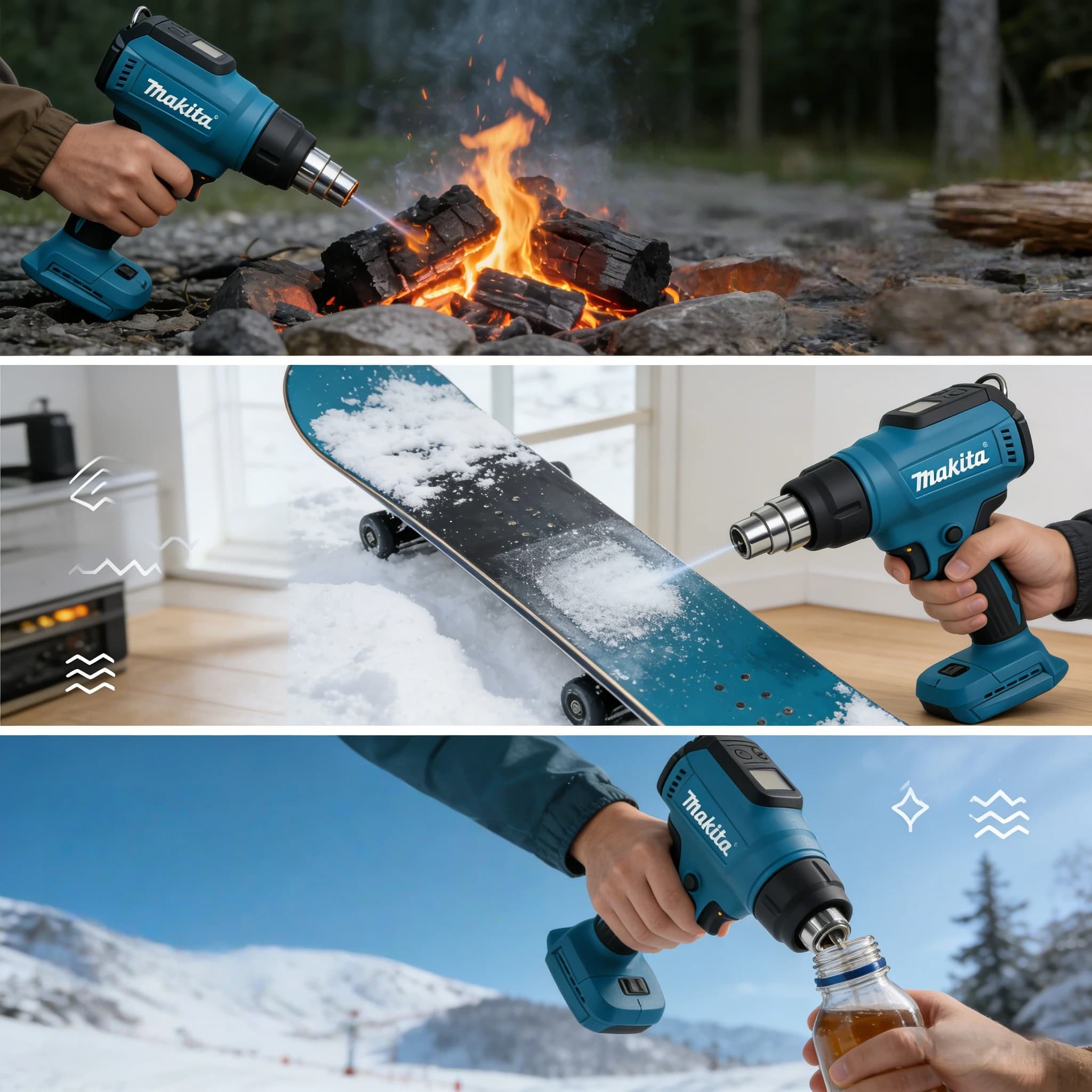 Makita 550 ° Pistola Termica a Controllo di Temperatura 18V Senza Fili con Display LED, Soffiatore Termico per Saldatura