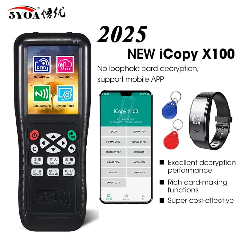 5YOA NFC Smart Card Reader Writer RFID Copiatrice 125KHz 13.56MHz USB Fob Programmatore Copia Chiave crittografata con trasmissione vocale X100
