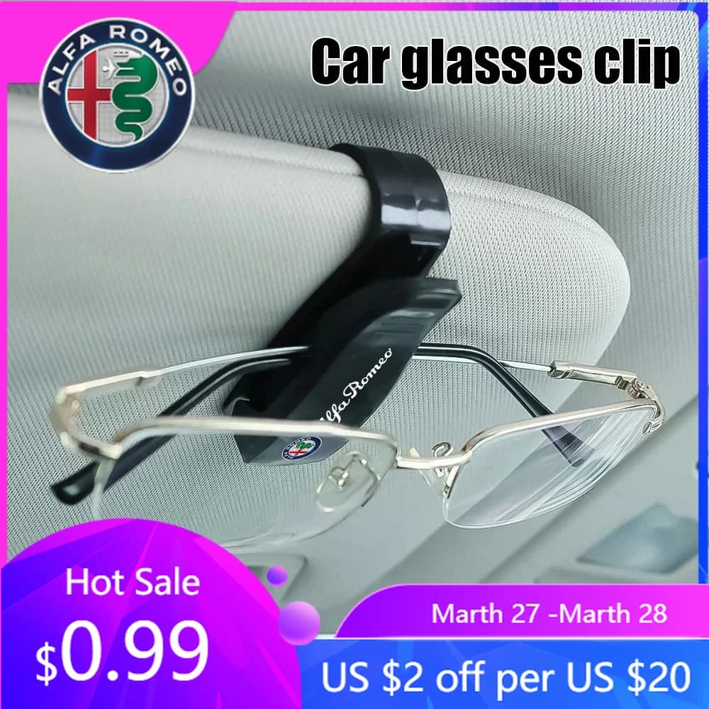 Clip per Occhiali da Sole per Alfa Romeo, Porta Occhiali per Parasole Auto, Porta Carte, Biglietti e Penne per Alfa Romeo Giulia Stelvio Giulietta 15