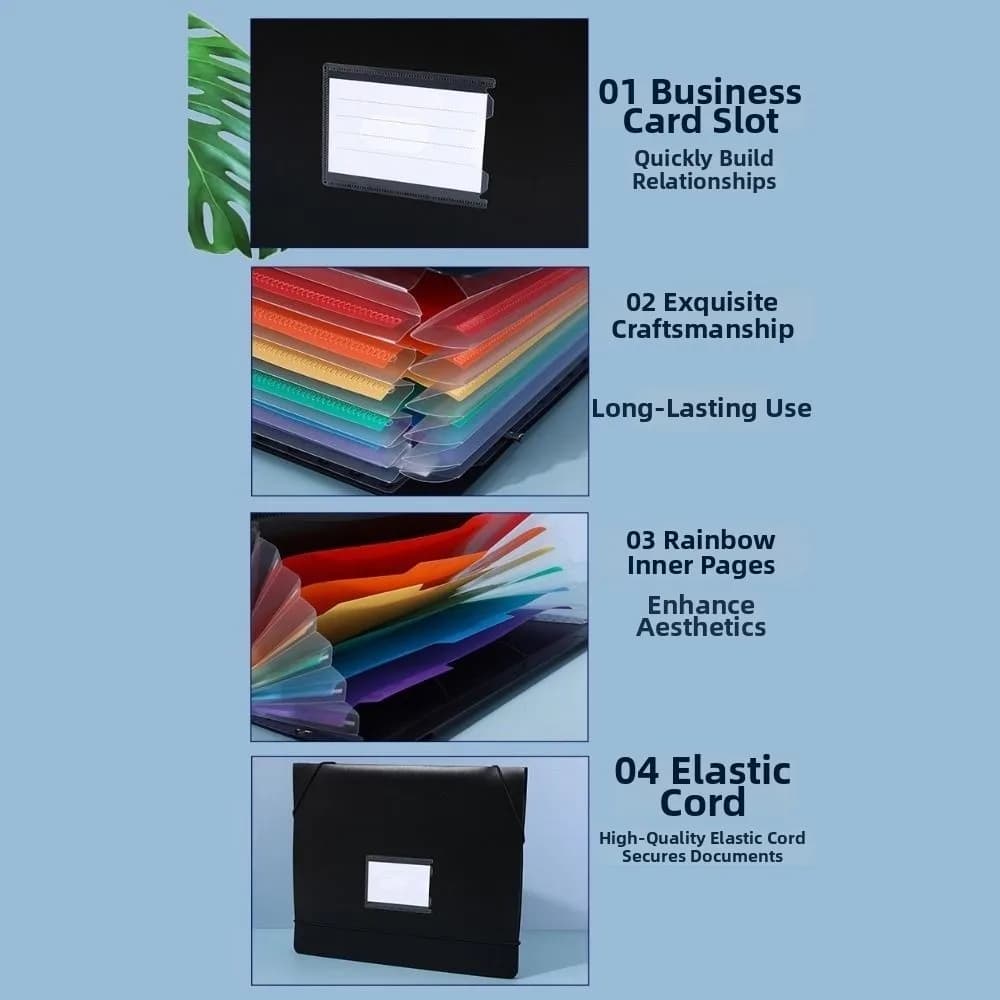 7/13 Pockets Expanding File Folder Waterproof Large Capacity Test Paper Storage Bag Dustproof Simple Accordion File Folder