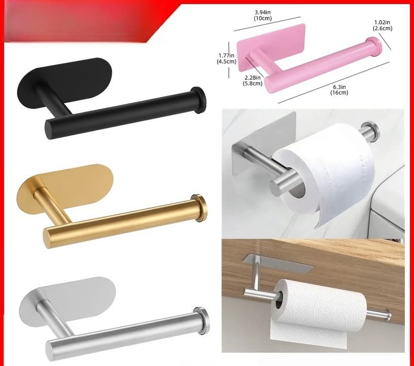 2 pezzi porta fazzoletti in acciaio inossidabile senza chiodi porta carta igienica da bagno senza fori porta carta in rotolo di stoccaggio a parete