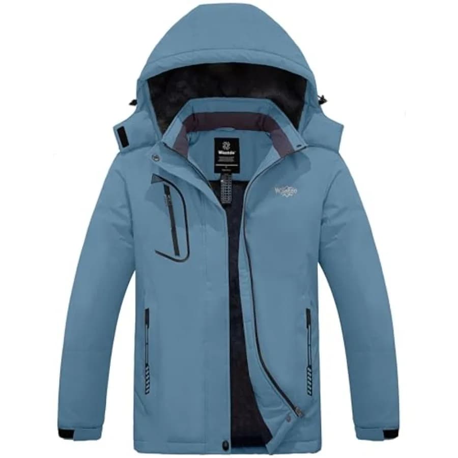 Giacca da sci impermeabile da donna Wantdo, giacca antivento e antipioggia, cappotto invernale caldo con cappuccio