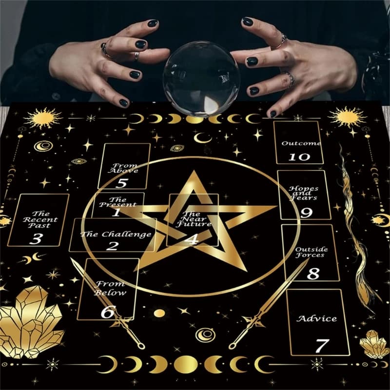 Tovaglia per lettura carte Motivo a stella Tovaglia per astrologia Panno per altari Tovaglia per carte divinazioni quadrate