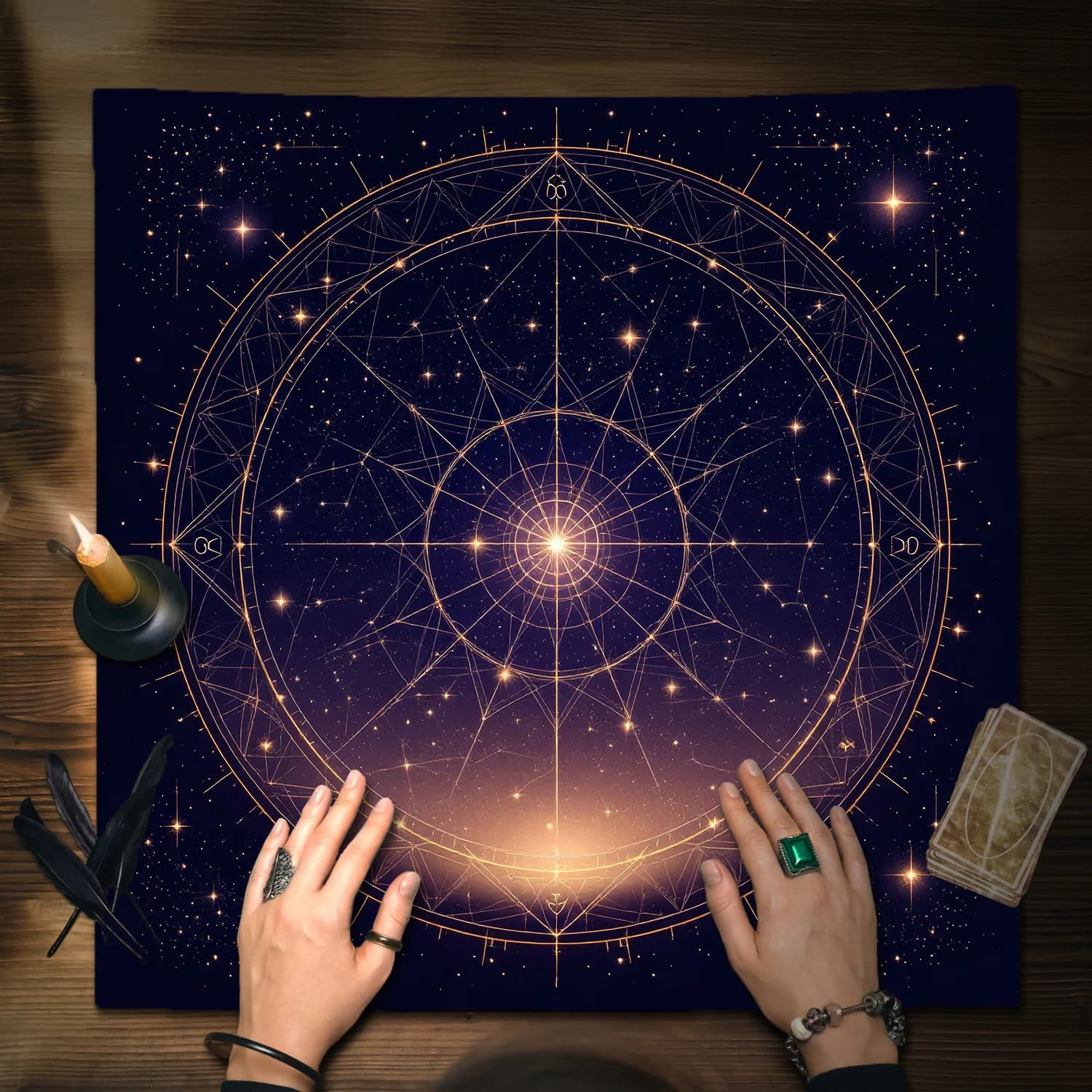 1PC Piazza Astrologia Tarocchi Tovaglia Cosmic Star Mappa Punto di Luce Design Fatto a Macchina Strega Altare Panno Per Gioco di Carte Complementi Arredo Casa