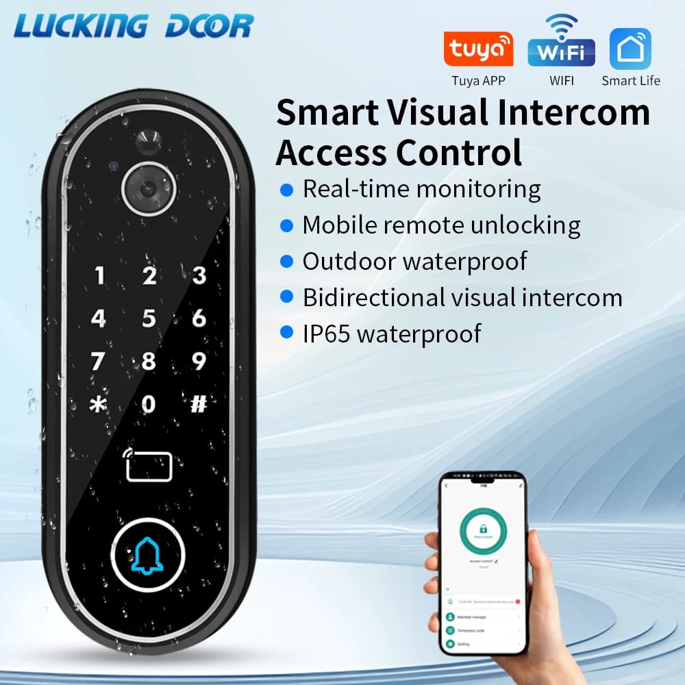 1080P Impermeabile WIFI Tuya Smart Monitoraggio in tempo reale Campanello per porta di casa Telecamera di sicurezza cablata Video RFID Campanello Smart Life APP