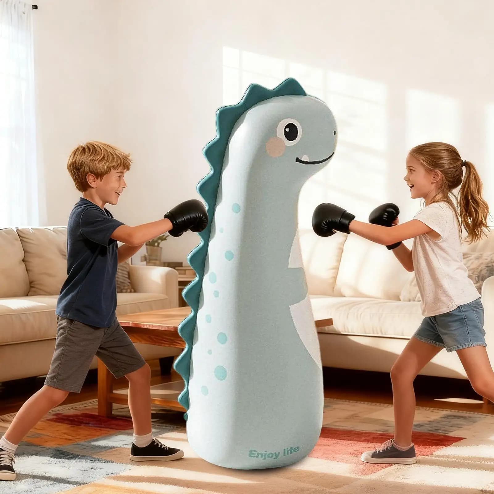 47 inch Children's Boxing Set with Gloves and Pump, Children's Exercise Sand Bags for Gym Training at Outdoor Home
