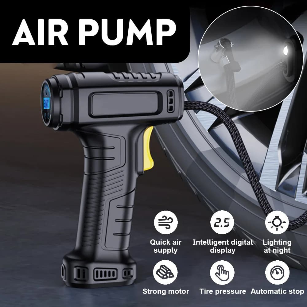 Compressore d'aria portatile da 120 W Pompa d'aria per auto wireless/cablata Gonfiatore per pneumatici portatile Compressore d'aria digitale per l'inflazione dei pneumatici