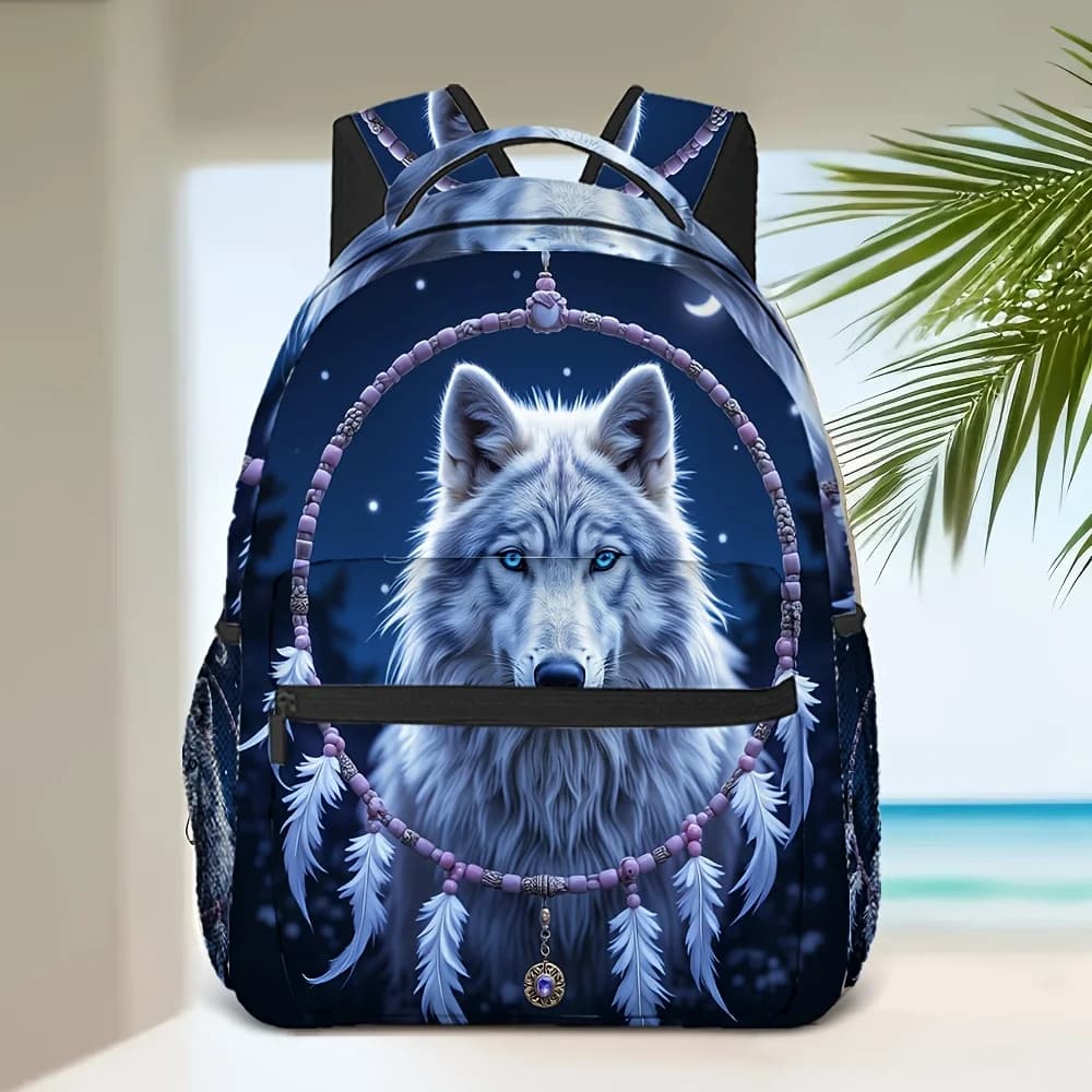 1pc Dream Catcher Wolf Backpack Trendy and Practical Perfect for Daily Carry School and Work for Teenager
