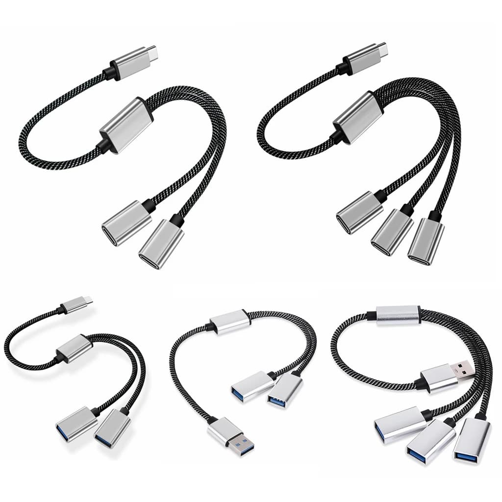 Cavo di prolunga splitter HUB USB tipo C da 1 maschio a 4 3 USBA femmina Cavo dati di prolunga USB Adattatore di alimentazione Convertitore presa USB OTG
