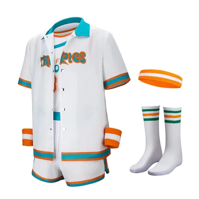 25COSSemi Pro Jersey Jackie Moon Costume 33 Flint Tropics Camicia Pantaloncini Calzini Fascia da polso Tutore Giocatore di basket Cosplay Outf