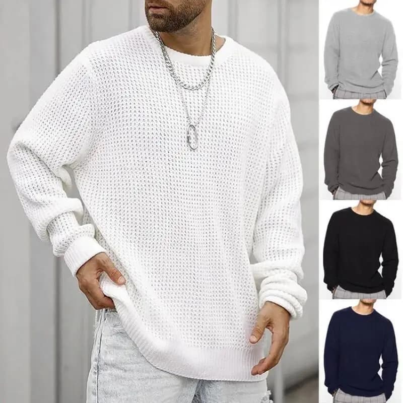 2026 Men Knitted Sweater Spring Autumn Men Casual Warm Pullover Men Solid Color Round Neck Sweaters Male Knitwear Clothes