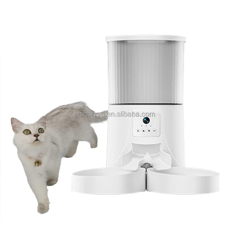 OEM 4L Dog Food Dispenser Pet Feeder Automatic Wifi Cat Feeder With Camera Double Bowl APP Control Timer Quantitative
