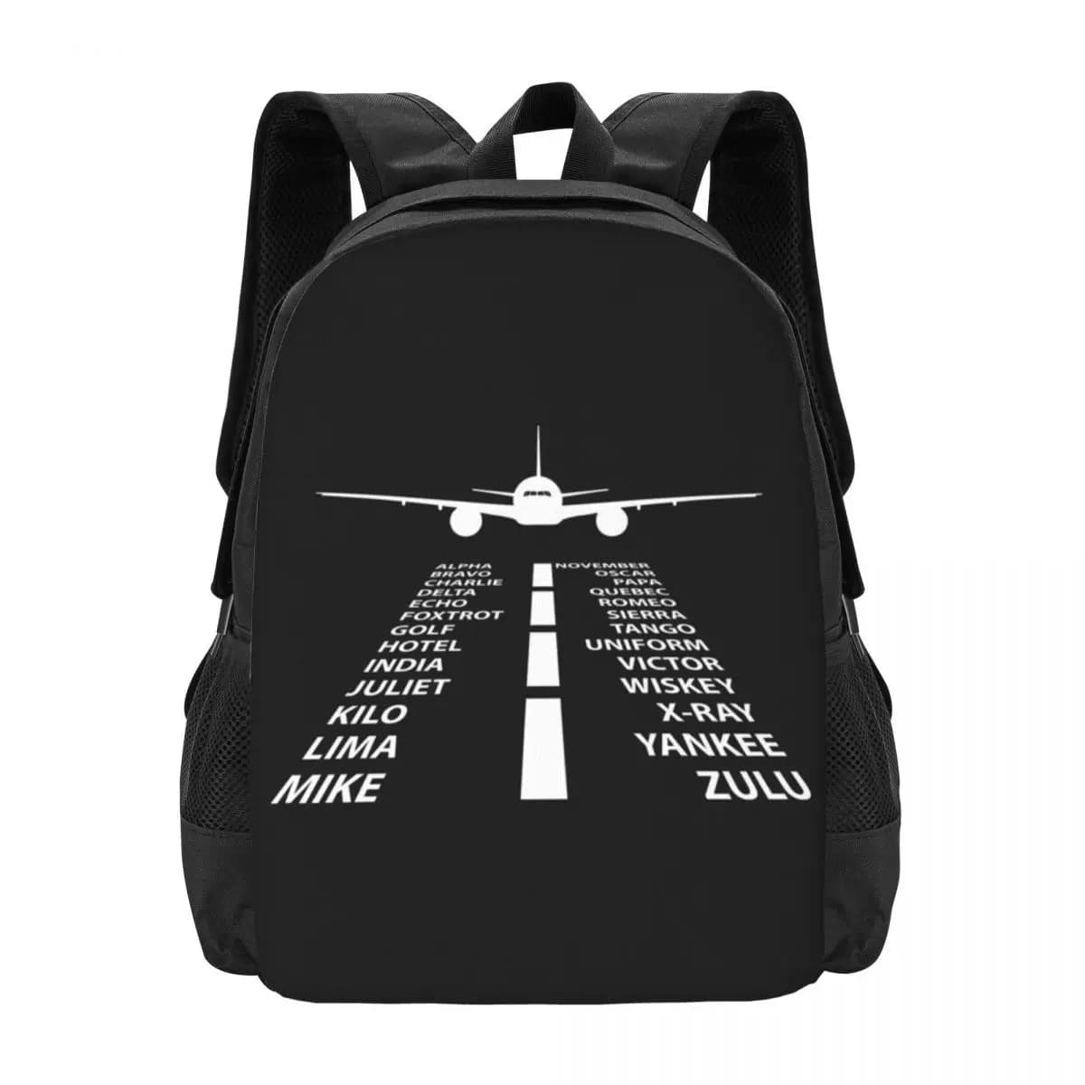 Zaino con alfabeto fonetico, pilota, aereo, regalo divertente per l'aviazione, borsa a tracolla, borsa da scuola, borsa a spalla per uomo e donna - Vendita calda