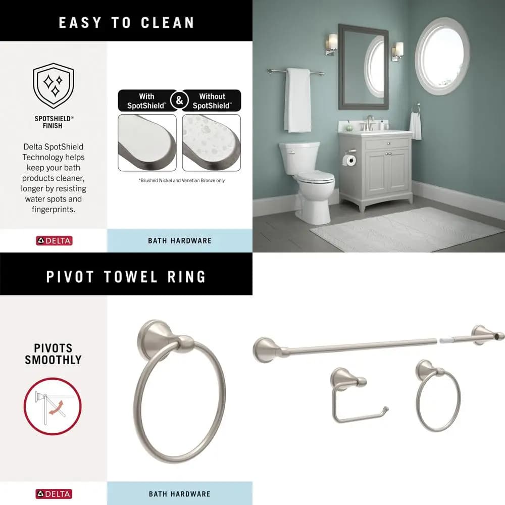 Set di accessori da bagno Becker da 3 pezzi in nichel spazzolato: portasciugamani 18/24 e porta carta igienica