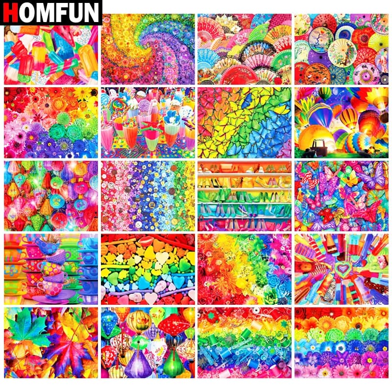 HOMFUN Diamond Painting punto croce "Scenery Leaves Flowers" Full Square Round Diy 5d Diamond ricamo Picture strass Art