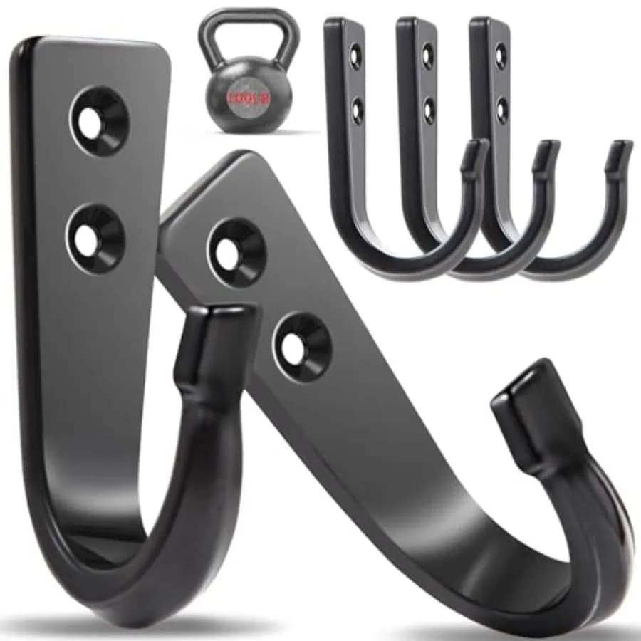Ganci da Parete Resistenti in 5 Misure, Ganci per Appendere Pentole, Zaini, Cappotti, Oggetti da Garage, Neri