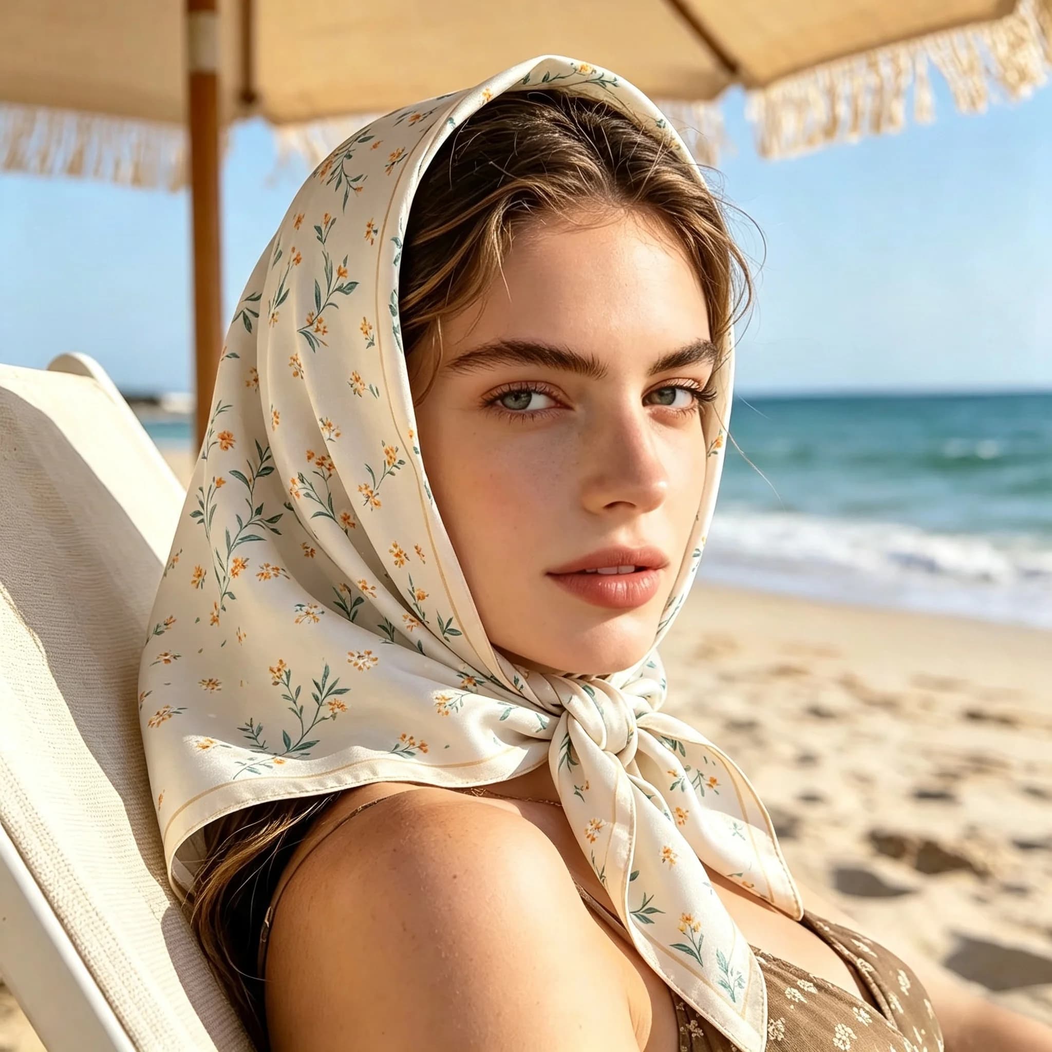 2026 Floral Print Luxury Square Scarf for Women Satin Shawl Neckerchief Casual Bandana Hijab Hair Accessory Fashionable