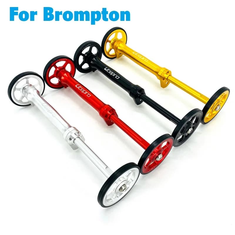 Litepro Easywheel e asta di prolunga per bici pieghevole Brompton Portapacchi posteriore Cuscinetto Easy Wheel Barra telescopica in lega di alluminio