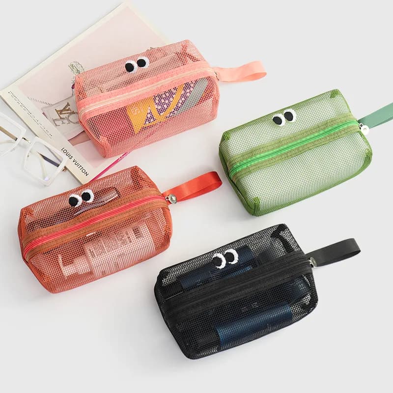 Borsa da toilette traspirante in rete, per riporre spazzolini da denti, asciugamani, prodotti per la cura della pelle, portatile per viaggi e viaggi d'affari