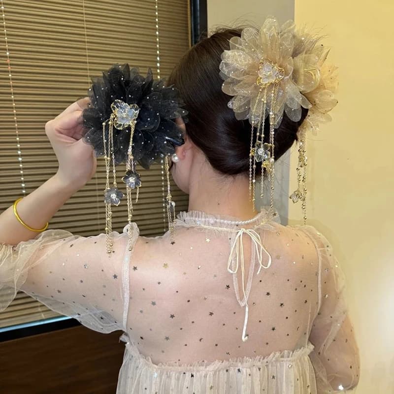 Fermaglio per capelli con nappa fiore moda per donne ragazze squalo coda di cavallo clip copricapo temperamento copricapo accessori per capelli regali
